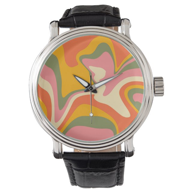 Groovy Liquified Marble Retro 60s Vintage Party  Watch (Front)