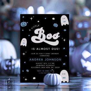 Groovy Little Boo Boy Halloween Baby Shower Ghost Invitation