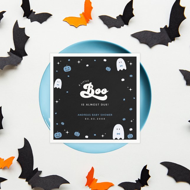 Groovy Little Boo Boy Halloween Baby Shower Ghost  Napkin (Creator Uploaded)