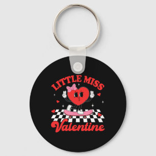 Groovy Little Miss Valentine Cute Candy Heart Girl Key Ring