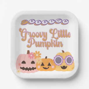 Groovy Little Pumpkin Halloween Favour Bags Paper Plate