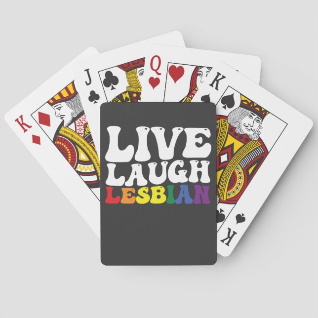 Groovy Live Laugh Lesbian LGBT Pride Playing Cards (Back)