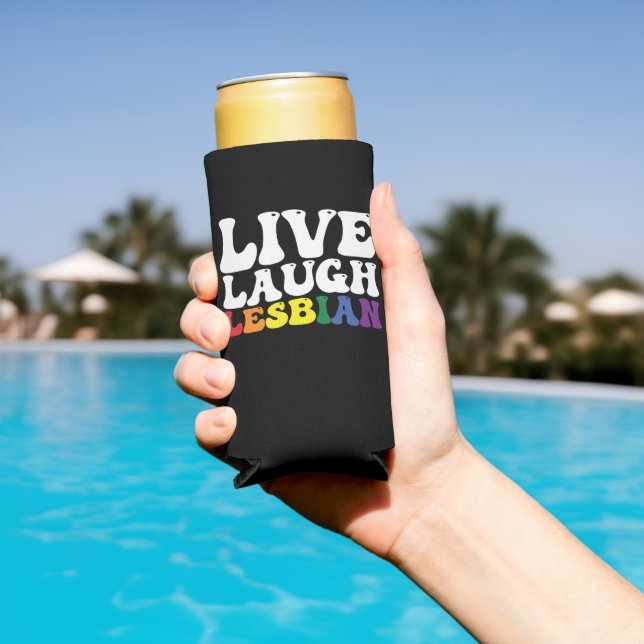 Groovy Live Laugh Lesbian LGBT Pride Seltzer Can Cooler (In Situ Pool)