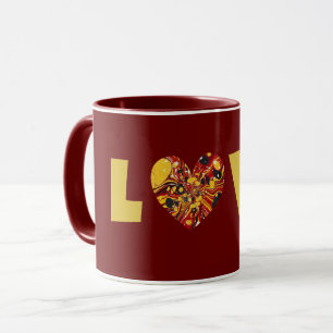 Groovy Love Heart Maroon Cup Mug