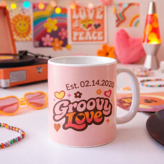 Groovy Love Personalized Valentine’s Gift Retro Coffee Mug