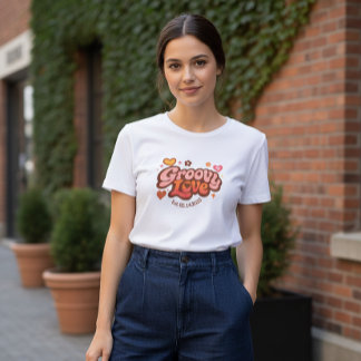 Groovy Love Personalized Valentine’s Gift Retro T- T-Shirt