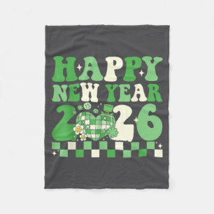 Groovy Lucky Happy New Year 2026 Disco Ball Women  Fleece Blanket