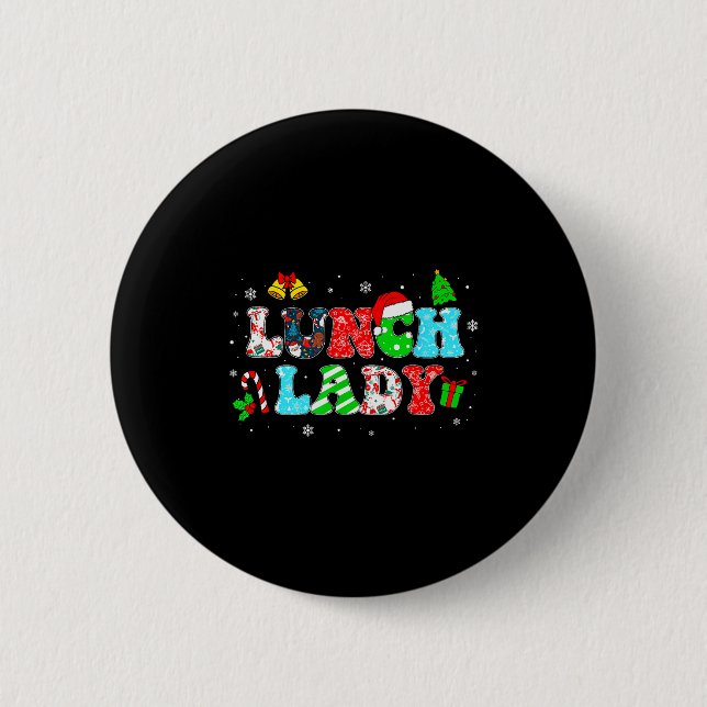 Groovy Lunch Lady Christmas Matching Xmas Lunch La 6 Cm Round Badge (Front)