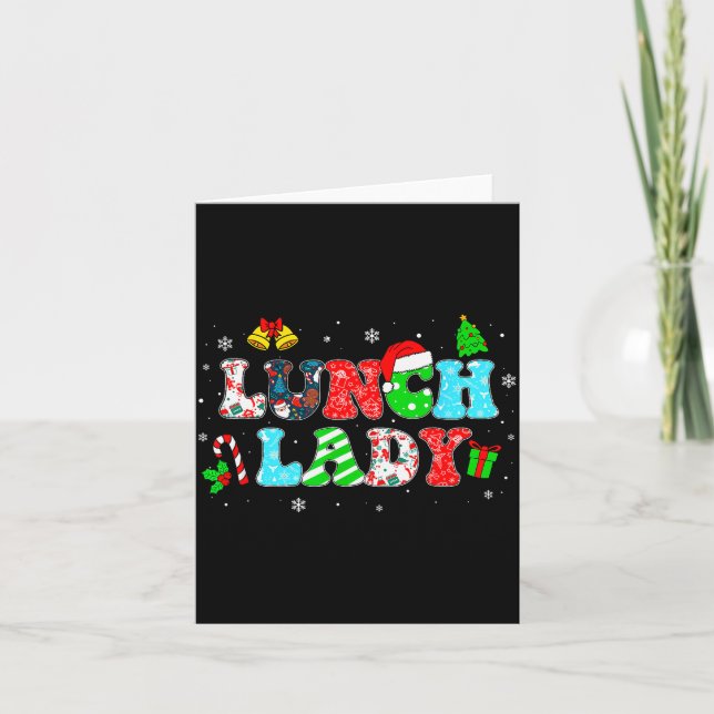 Groovy Lunch Lady Christmas Matching Xmas Lunch La Card (Front)