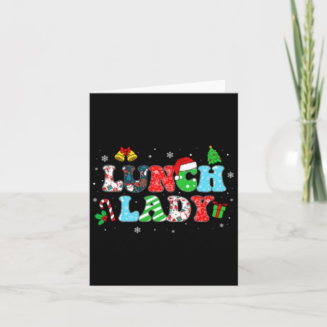 Groovy Lunch Lady Christmas Matching Xmas Lunch La Card (Front)