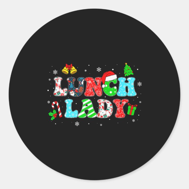 Groovy Lunch Lady Christmas Matching Xmas Lunch La Classic Round Sticker (Front)