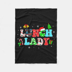 Groovy Lunch Lady Christmas Matching Xmas Lunch La Fleece Blanket