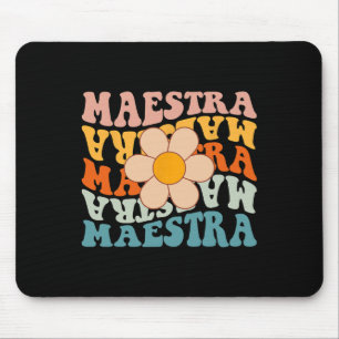 Groovy Maestra Spanish Teacher Back To School Retr Mouse Mat
