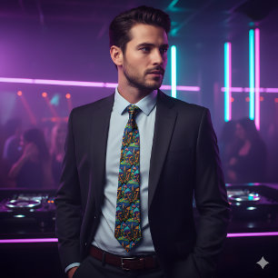 Groovy Magic Mushrooms - Retro Art Neck Tie