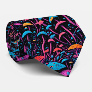 Groovy Magic Mushrooms: Retro Art Tie