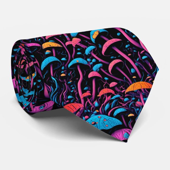 Groovy Magic Mushrooms: Retro Art Tie (Rolled)