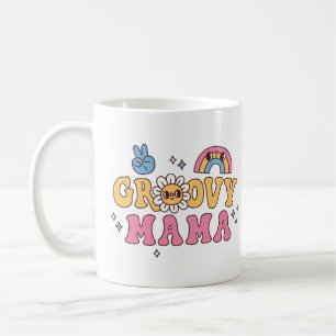 Groovy Mama Hippie Flower And Rainbow Coffee Mug