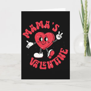 Groovy Mama Is My Valentine Cute Heart Boy Mom Gir Card