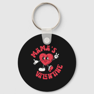 Groovy Mama Is My Valentine Cute Heart Boy Mom Gir Key Ring