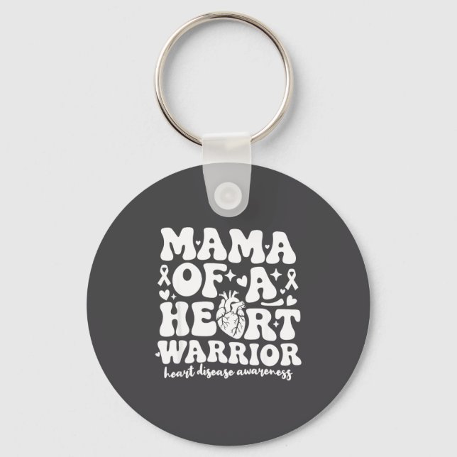 Groovy Mama Of A Heart Warrior Chd Awareness Heart Key Ring (Front)