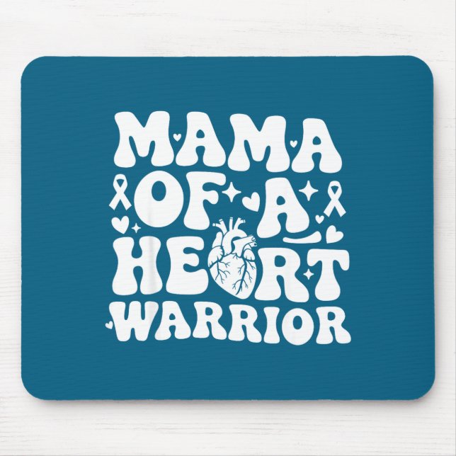 Groovy Mama Of A Heart Warrior Chd Awareness Heart Mouse Mat (Front)