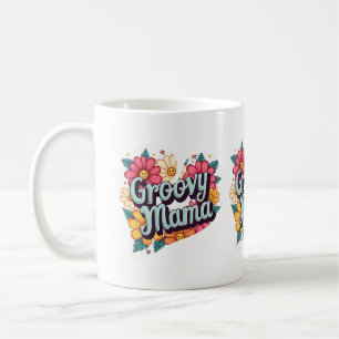 Groovy Mama Retro Floral 70s Aesthetic Design Coffee Mug