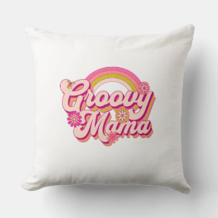 Groovy Mama Retro Floral 70s Aesthetic Throw Pillo Cushion