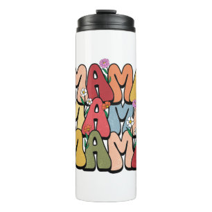 Groovy "Mama" with Wildflowers Thermal Tumbler