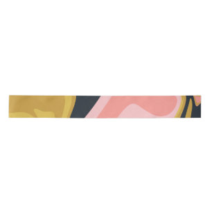 Groovy Marbel Pink Mustard Swirl Retro 60s Satin Ribbon