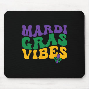 Groovy Mardi Gras Vibes Carnival Beads Funny Mardi Mouse Mat
