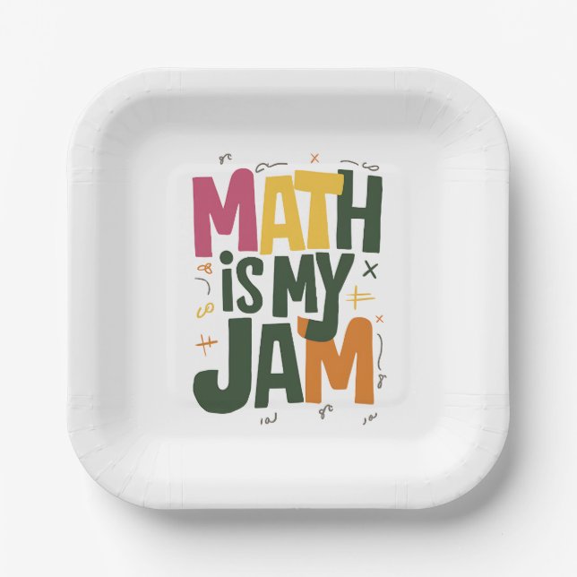 Groovy Math is My Jam First Day Back To School  Paper Plate (Front)