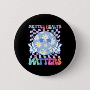 Groovy Mental Health Problems Flower Autism Smile 6 Cm Round Badge