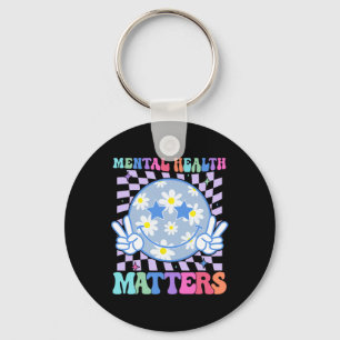 Groovy Mental Health Problems Flower Autism Smile Key Ring