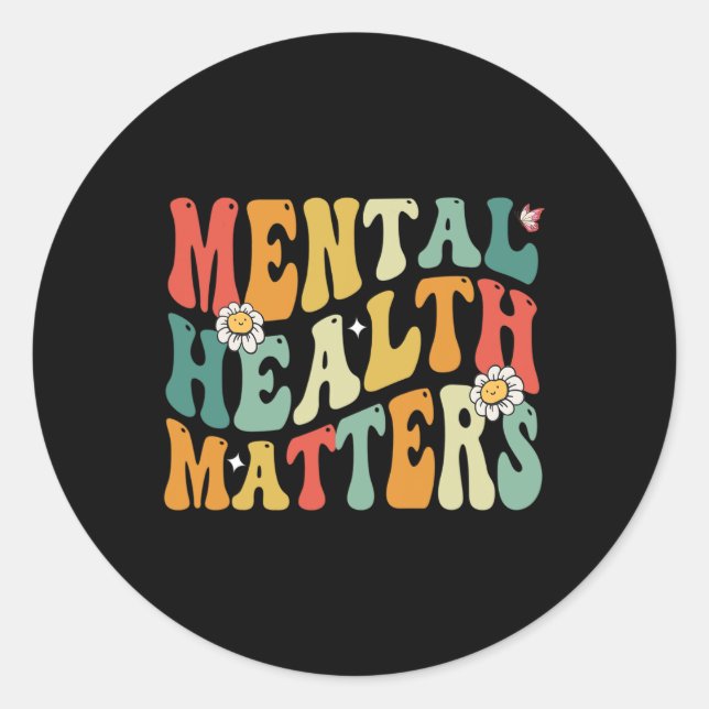 Groovy Mental Health Problems Human Brain Illness  Classic Round Sticker (Front)