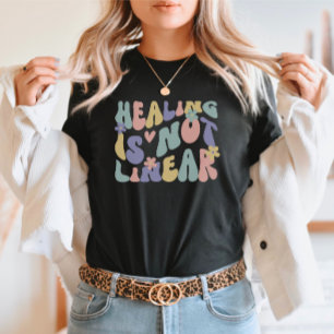 Groovy Mental Health Quote Healing is not Linear T-Shirt
