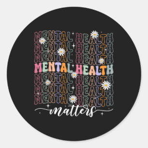 Groovy Mental Health S Brain Illness Awareness Mon Classic Round Sticker