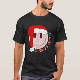 Groovy Merry Bright Leopard Christmas Happy Face X T-Shirt