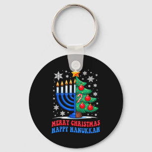 Groovy Merry Chrismukkah Happy Christmas Hanukkah Key Ring