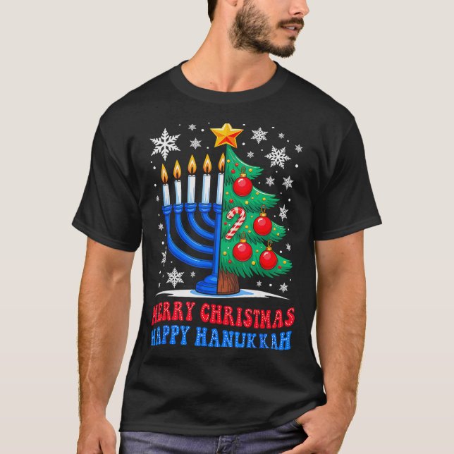 Groovy Merry Chrismukkah Happy Christmas Hanukkah  T-Shirt (Front)