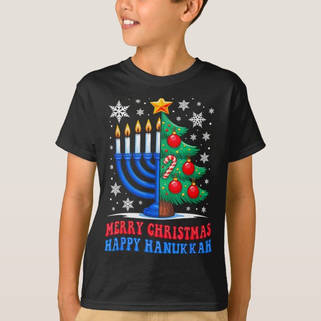 Groovy Merry Chrismukkah Happy Christmas Hanukkah  T-Shirt (Front)