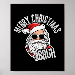 Groovy Merry Christmas Santa Bruh Chequered Retro Poster