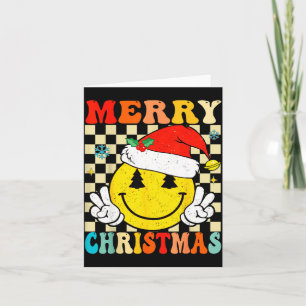 Groovy Merry Christmas Smile Face Santa Hat Xmas T Card