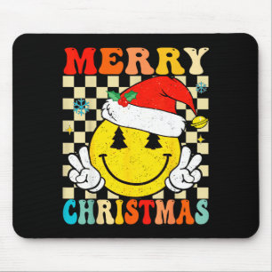 Groovy Merry Christmas Smile Face Santa Hat Xmas T Mouse Mat