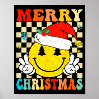 Groovy Merry Christmas Smile Face Santa Hat Xmas T