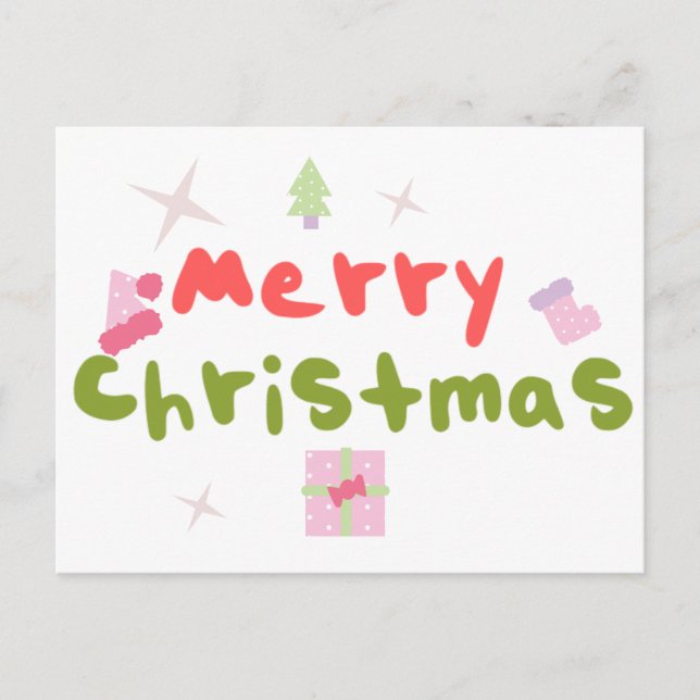 Groovy Merry Christmas Tree Bubble Letters     Postcard (Front)