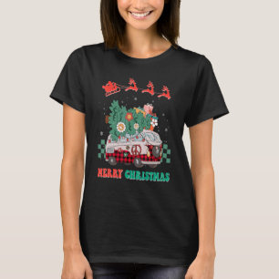 Groovy Merry Christmas Tree Buffalo Plaid Family M T-Shirt