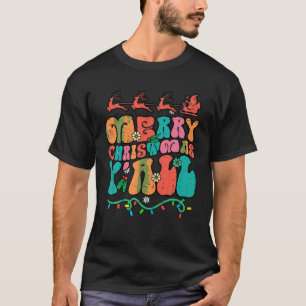 Groovy Merry Christmas Yall Retro Xmas Family Men T-Shirt