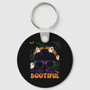 Groovy Messy Bun Bootiful Halloween Boo Ghost Girl Key Ring