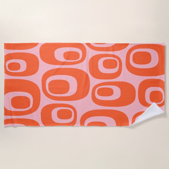 Groovy Mid-Century Modern Abstract Pattern Beach Towel (Front)