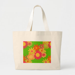groovy mod floral large tote bag